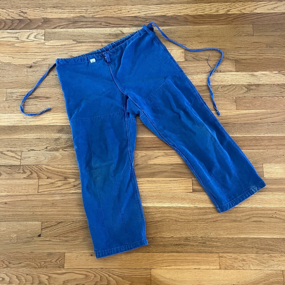 Vintage Royal Blue A1 Canvas Double-Knee Cotton Drawstring Chore Pants – Med/Lar
